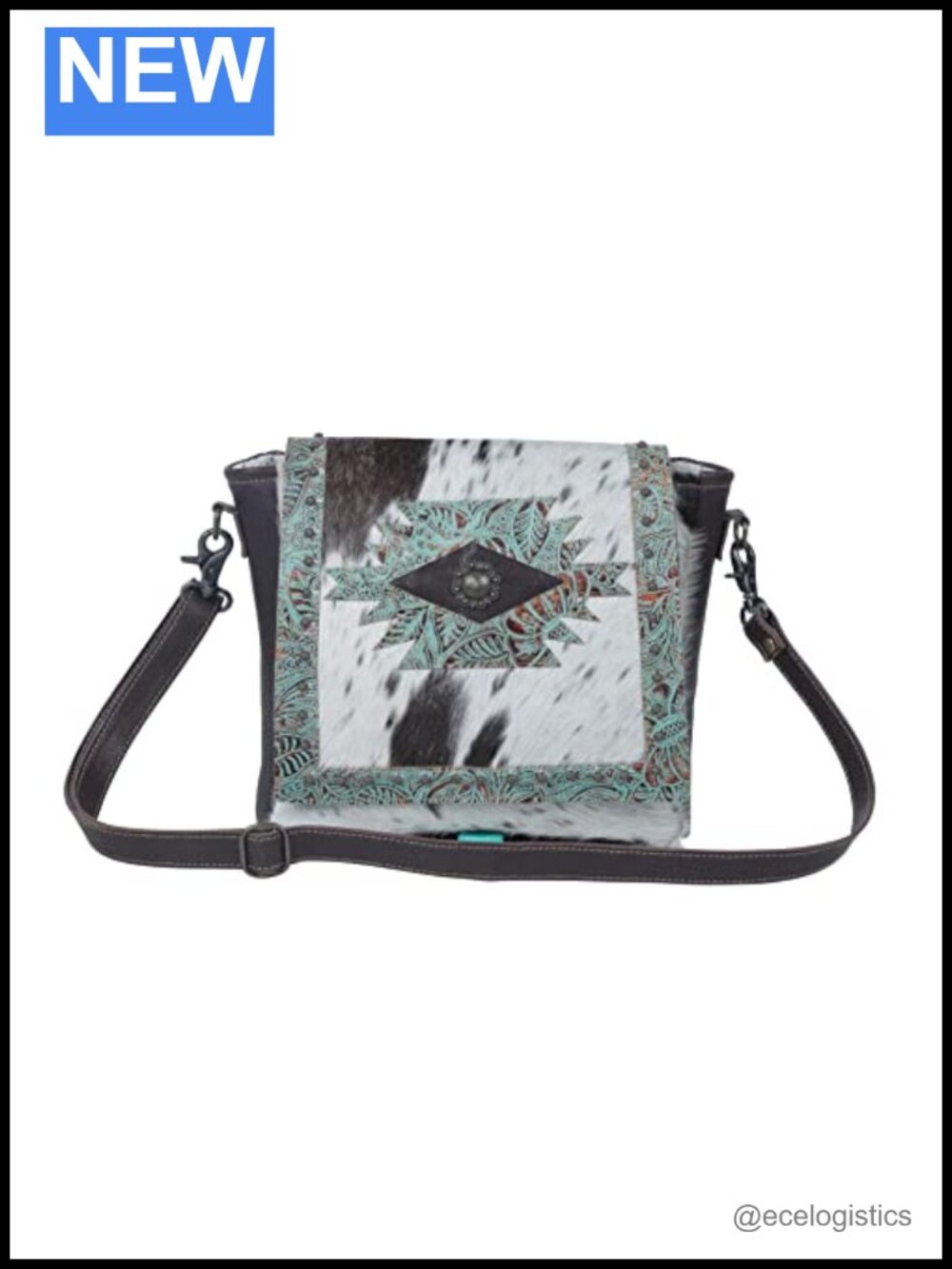 Myra Bag Handcrafted Recycled Leather Floral Concealed Satchel Purse Shoulder